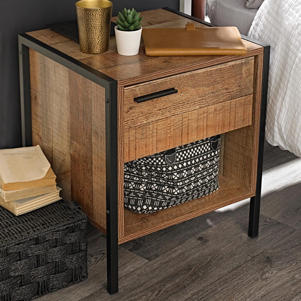 OTI Bedroom Hoxton Distressed Oak Effect Bedside Cabinet House of Isabella UK