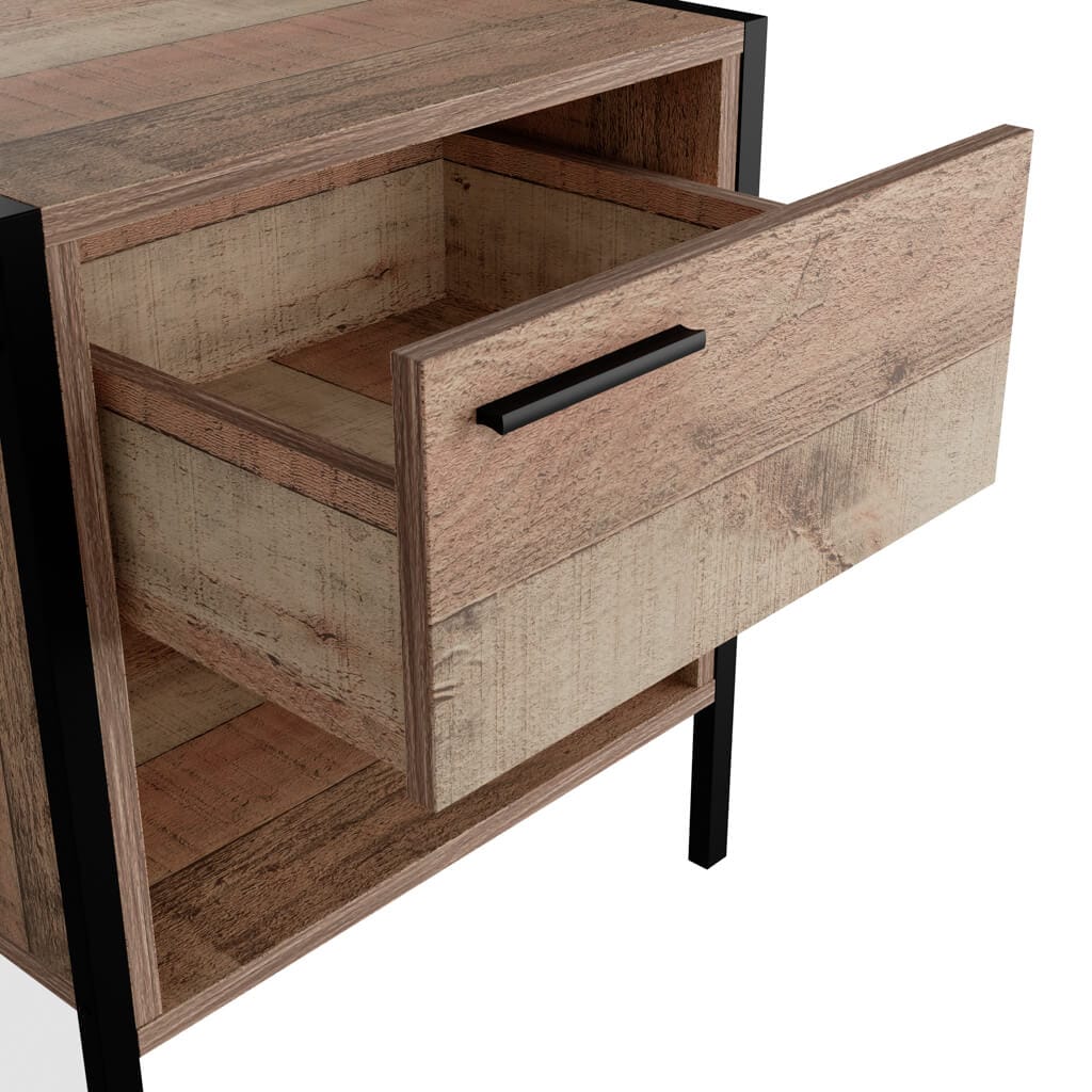 OTI Bedroom Hoxton Distressed Oak Effect Bedside Cabinet House of Isabella UK