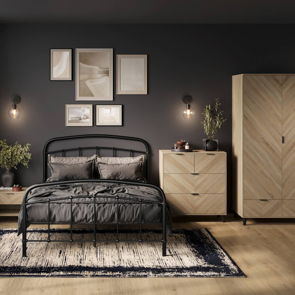 OTI Bedroom Stockholm Chevron Double Wardrobe House of Isabella UK