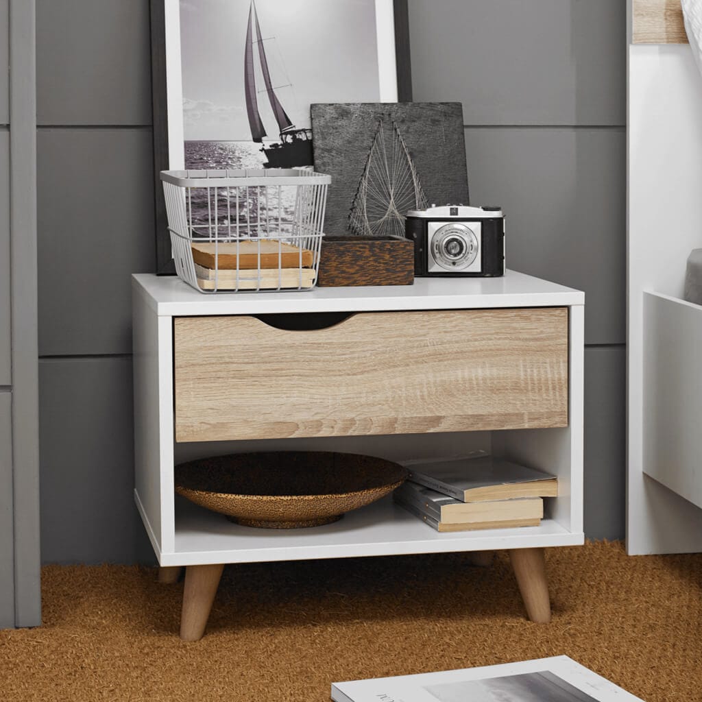 OTI Bedroom Stockholm White-Oak Bedside Cabinet House of Isabella UK