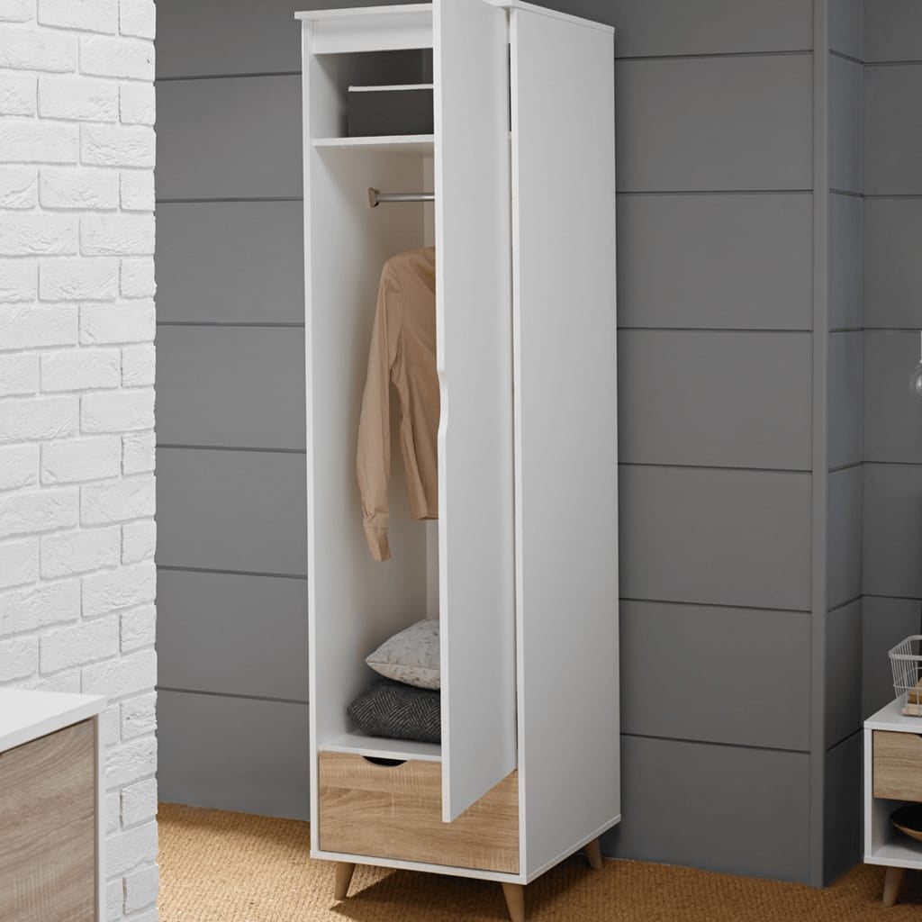 OTI Bedroom Stockholm White-Oak Single Wardrobe House of Isabella UK