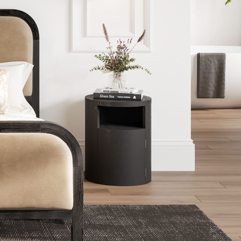 OTI Bedroom Yori Black Bedside Cabinet House of Isabella UK