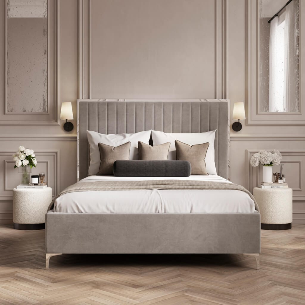 OTI Beds Berkeley Mink Grey Double Bed House of Isabella UK