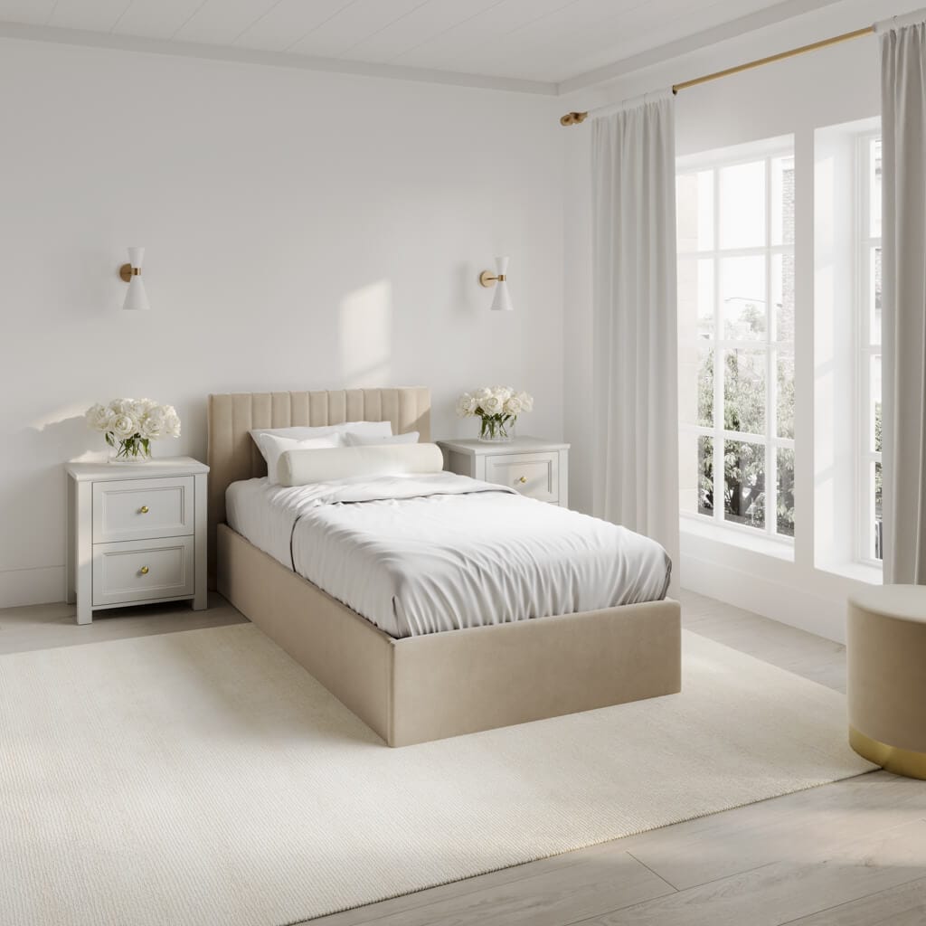 OTI Beds Berlin Beige Single Bed House of Isabella UK