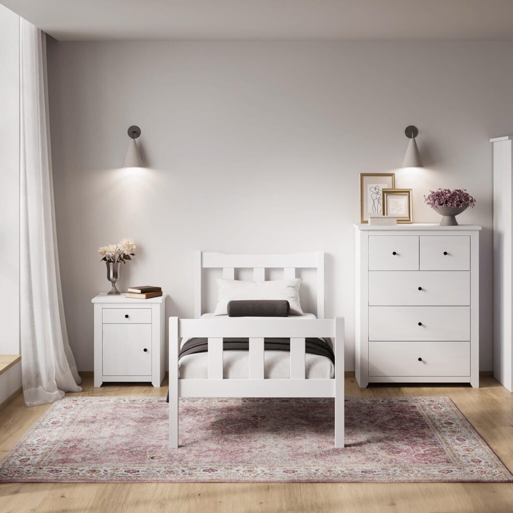 OTI Beds Havana White Single Bed House of Isabella UK