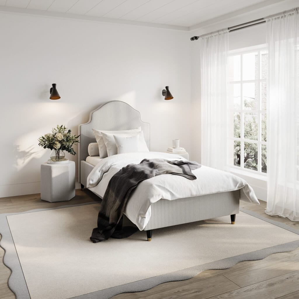OTI Beds Monterey Grey Thin Stripe Single Bed House of Isabella UK