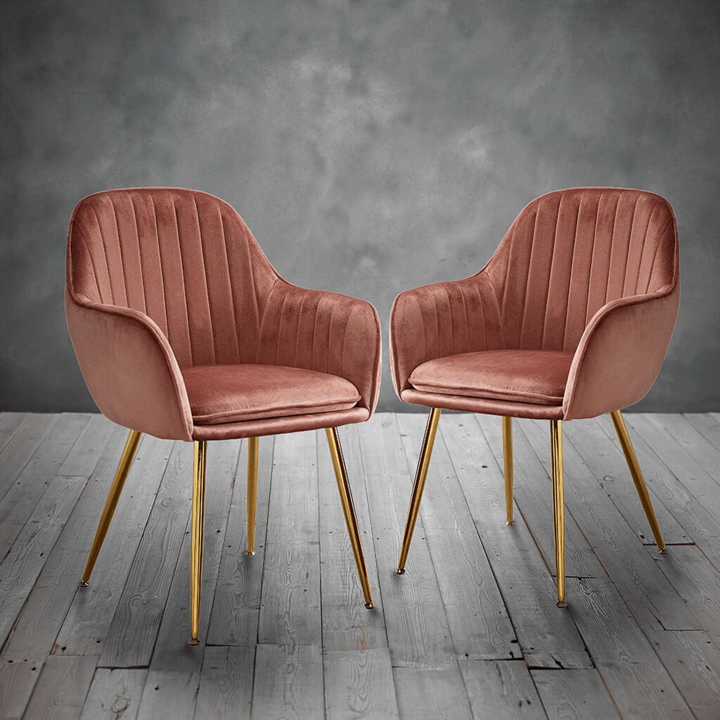 OTI Dining Lara Vintage Pink & Gold Dining Chairs House of Isabella UK