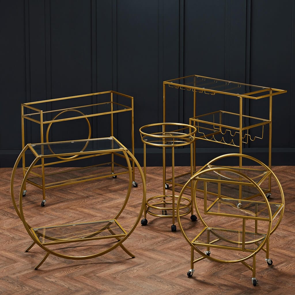 OTI Dining Porter Gold Drinks Trolley House of Isabella UK