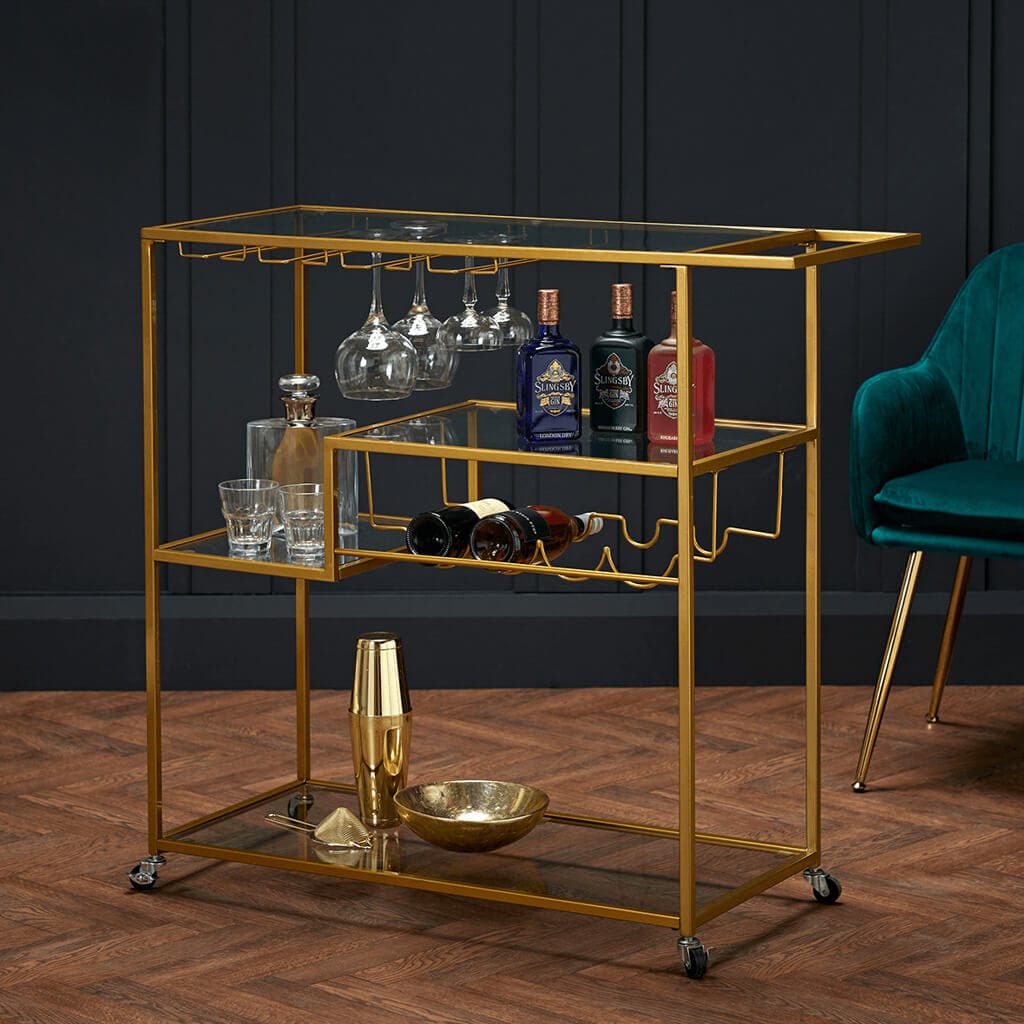 OTI Dining Porter Gold Drinks Trolley House of Isabella UK