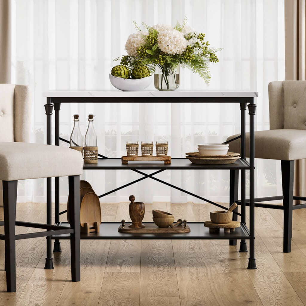 OTI Kitchen Fairmont Marble & Black Kitchen Island House of Isabella UK