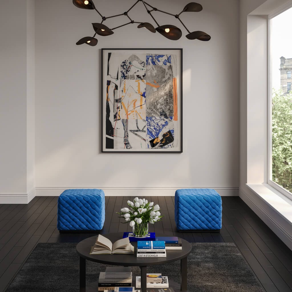 OTI Living Colline Small Cobalt Pouffe House of Isabella UK