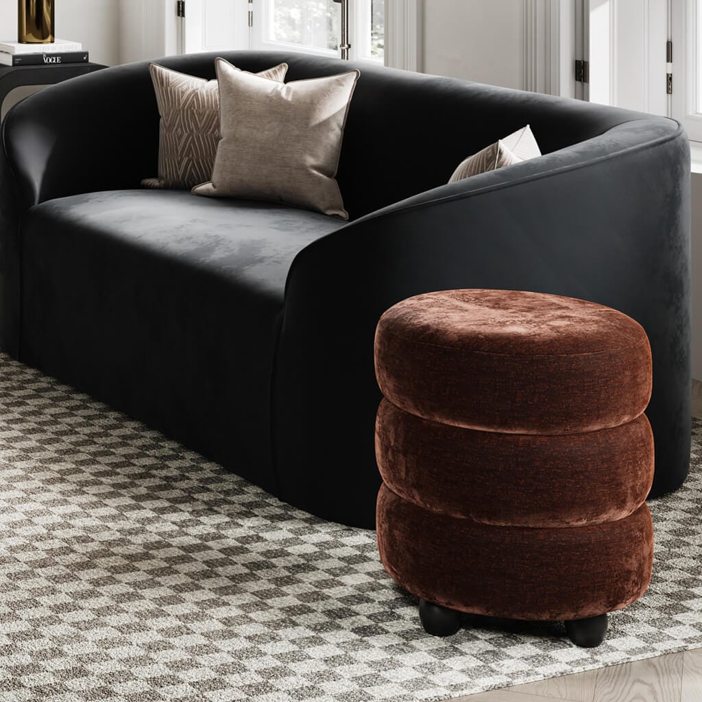 OTI Living Emi Brandy and Black Pouffe House of Isabella UK