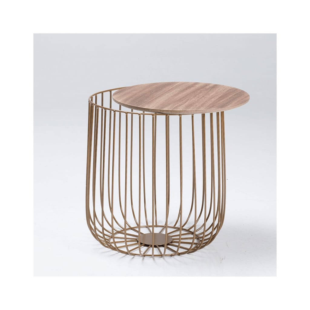 OTI Living Enzo Oak & Gold Side Table House of Isabella UK