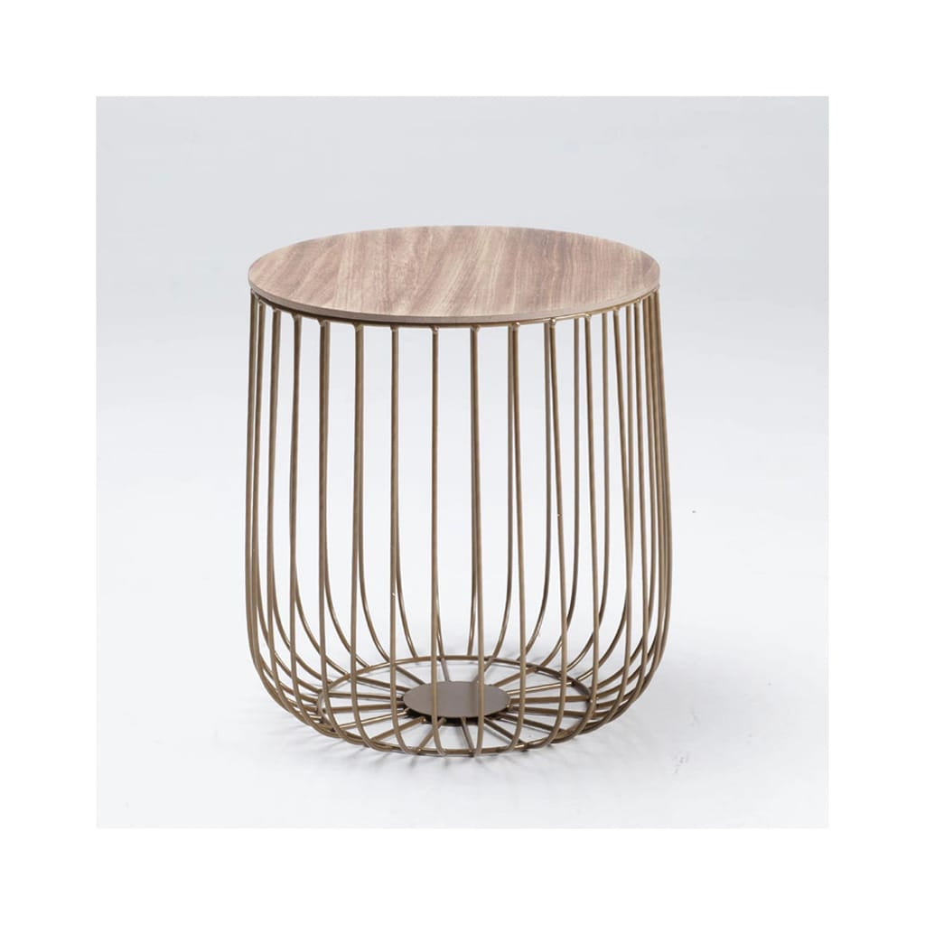 OTI Living Enzo Oak & Gold Side Table House of Isabella UK