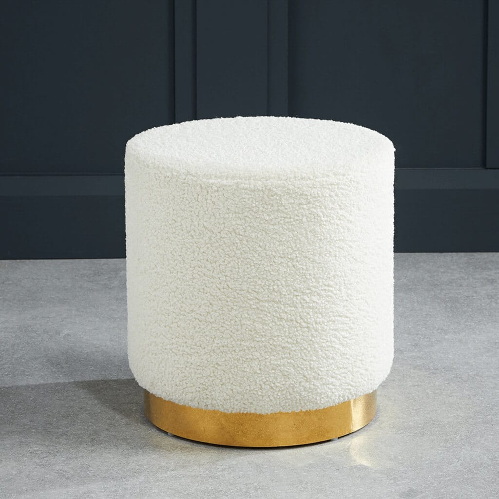 OTI Living Lara Ivory Boucle Small Pouffe House of Isabella UK