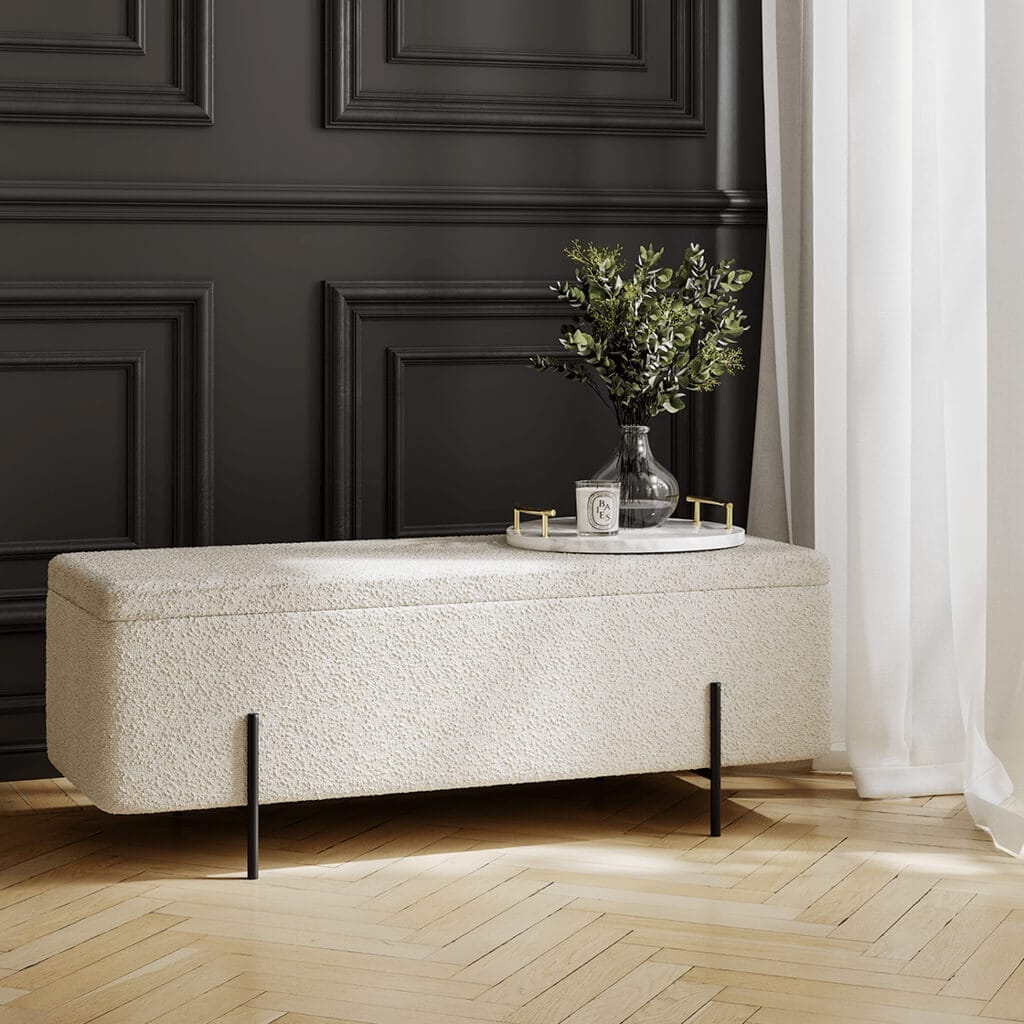 OTI Living Lola Ivory Boucle Storage Ottoman House of Isabella UK
