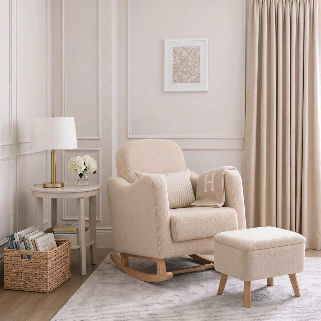 OTI Nursery Soother Nursing Chair and Footstool Oat Ted House of Isabella UK