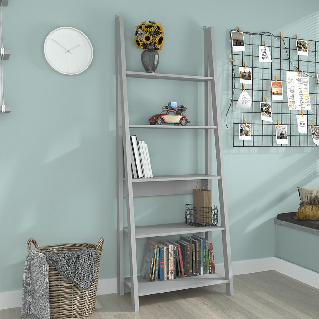OTI Storage Tiva Grey Ladder Bookcase House of Isabella UK