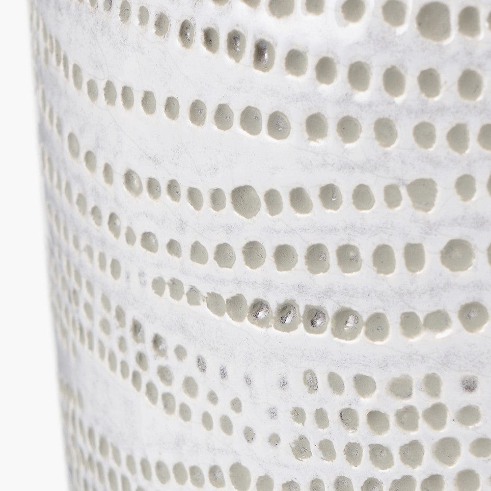Alina White Dot Design Small Stoneware Vase.