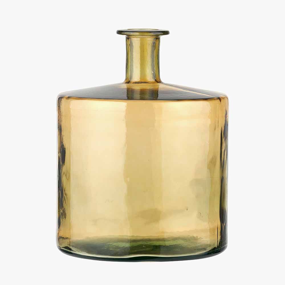Amber Recycled Glass Bottle Vase.