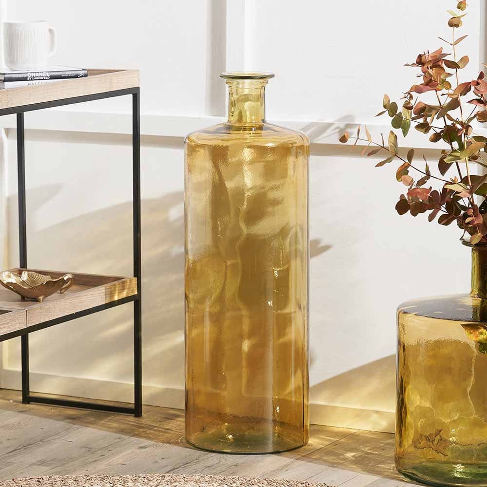 Amber Recycled Glass Bottle Vase Tall.