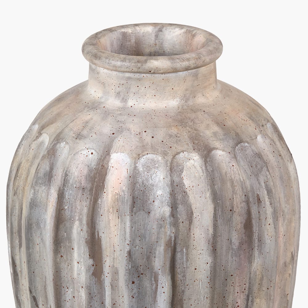 Pacific Lifestyle Accessories Ambrosia Natural Grooved Stoneware Vase House of Isabella UK