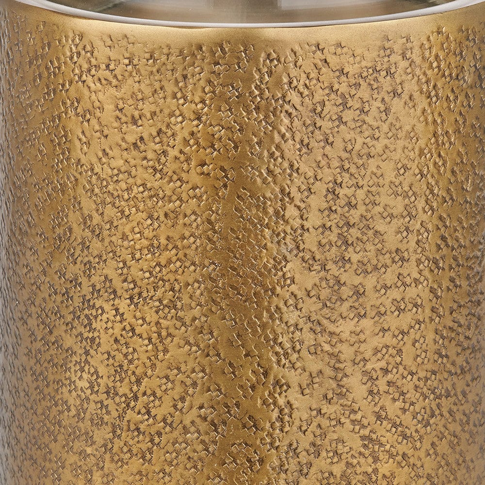 Antique Brass Finish Metal and Clear Glass Hurricane.