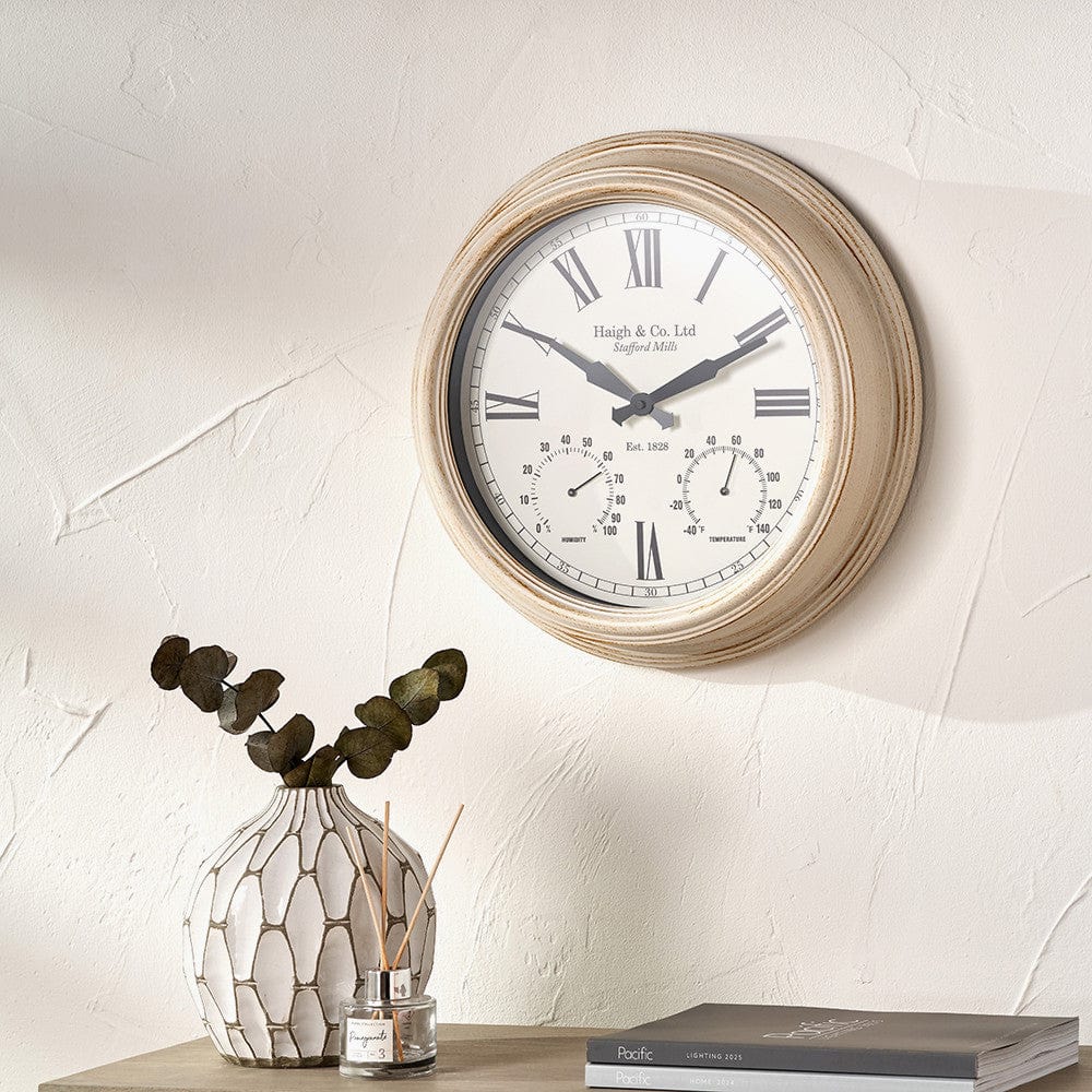 Antique Effect Gold Brushed Cream Indoor Outdoor Wall Clock.