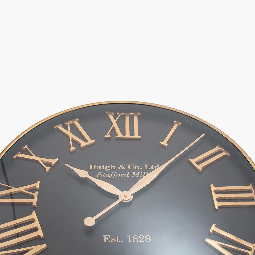 Antique Gold and Black Metal Wall Clock.