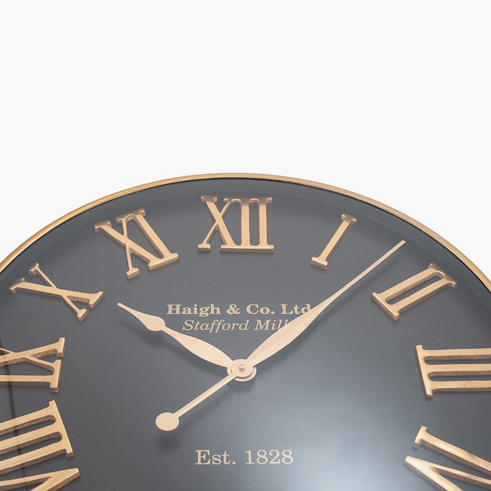 Antique Gold and Black Metal Wall Clock.