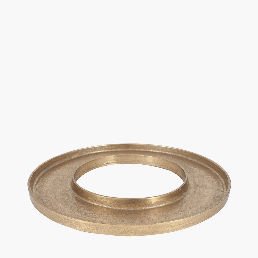 Antique Gold Metal Ring Display Platter.