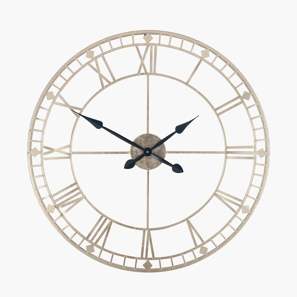 Antique Gold Metal Round Wall Clock.