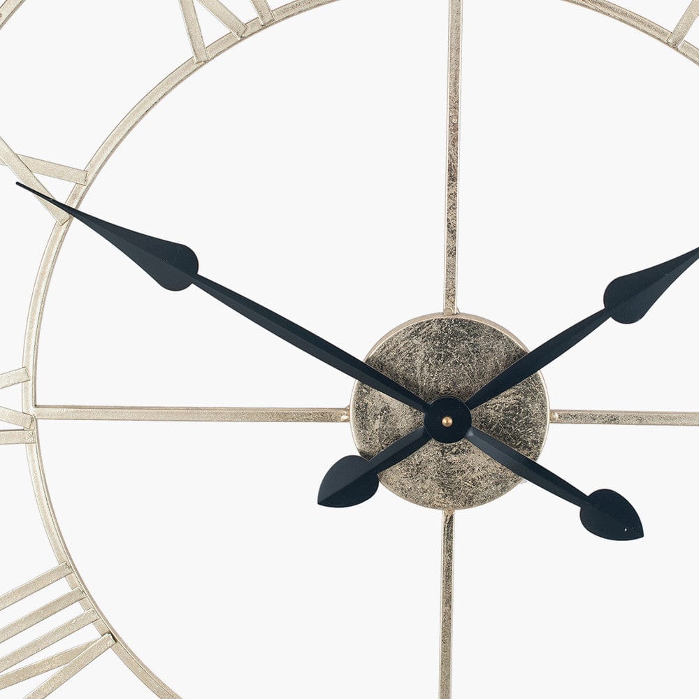 Antique Gold Metal Round Wall Clock.