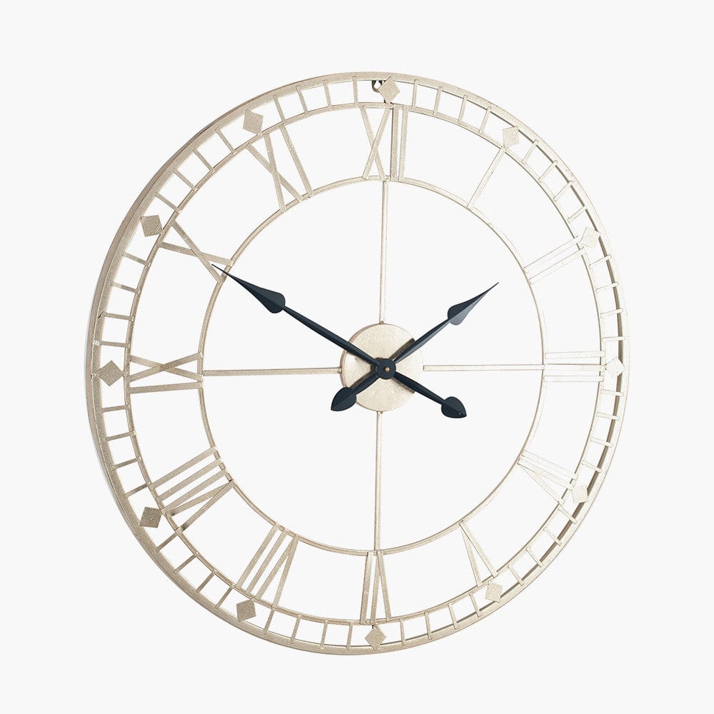 Antique Gold Metal Round Wall Clock.