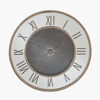 Pacific Lifestyle Accessories Antique Gold Wood & Mirror Geo Print Wall Clock House of Isabella UK