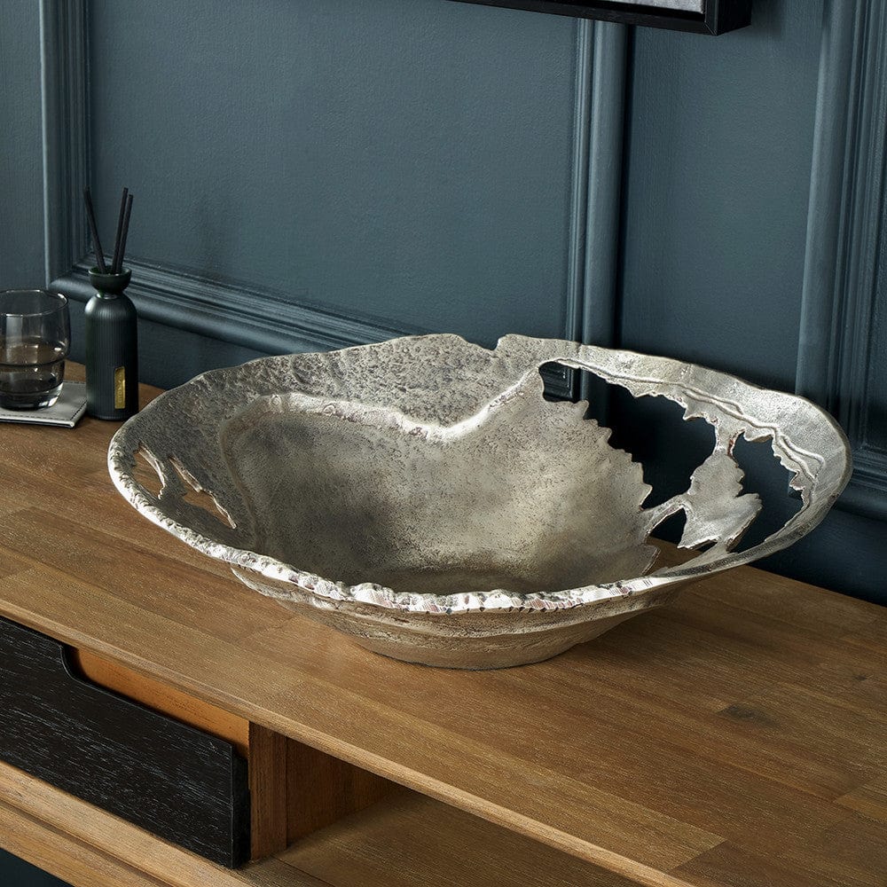 Antique Silver Cast Metal Decorative Bowl.