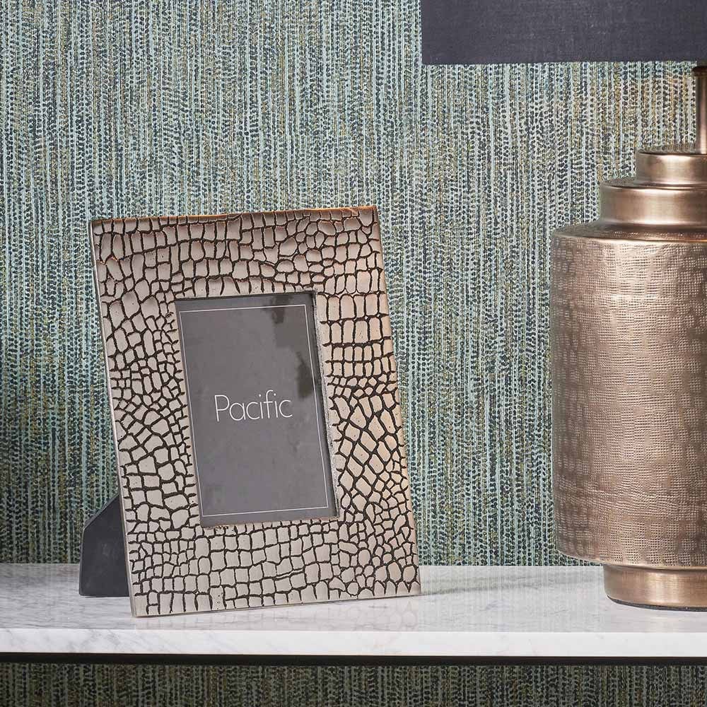 Antique Silver Metal Croc Print 5 x 7" Photo Frame.