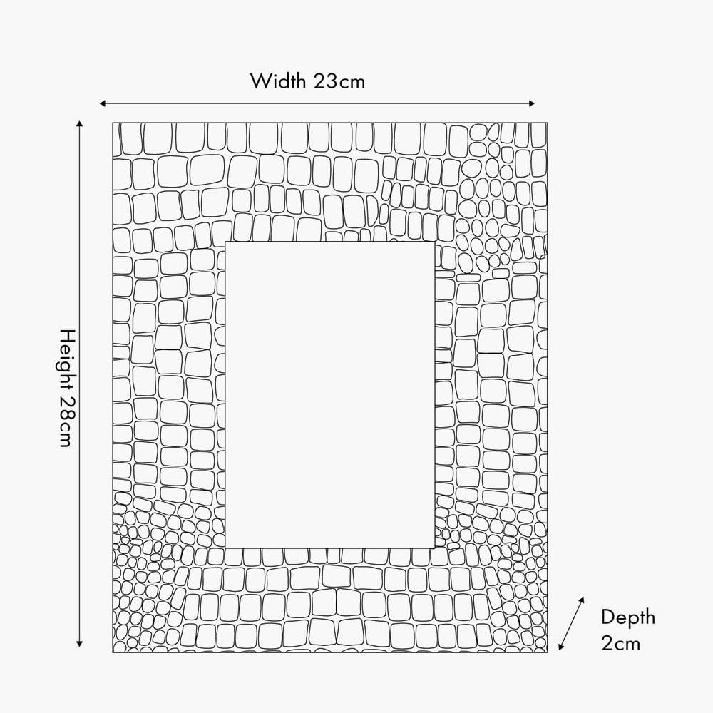 Antique Silver Metal Croc Print 5 x 7" Photo Frame.