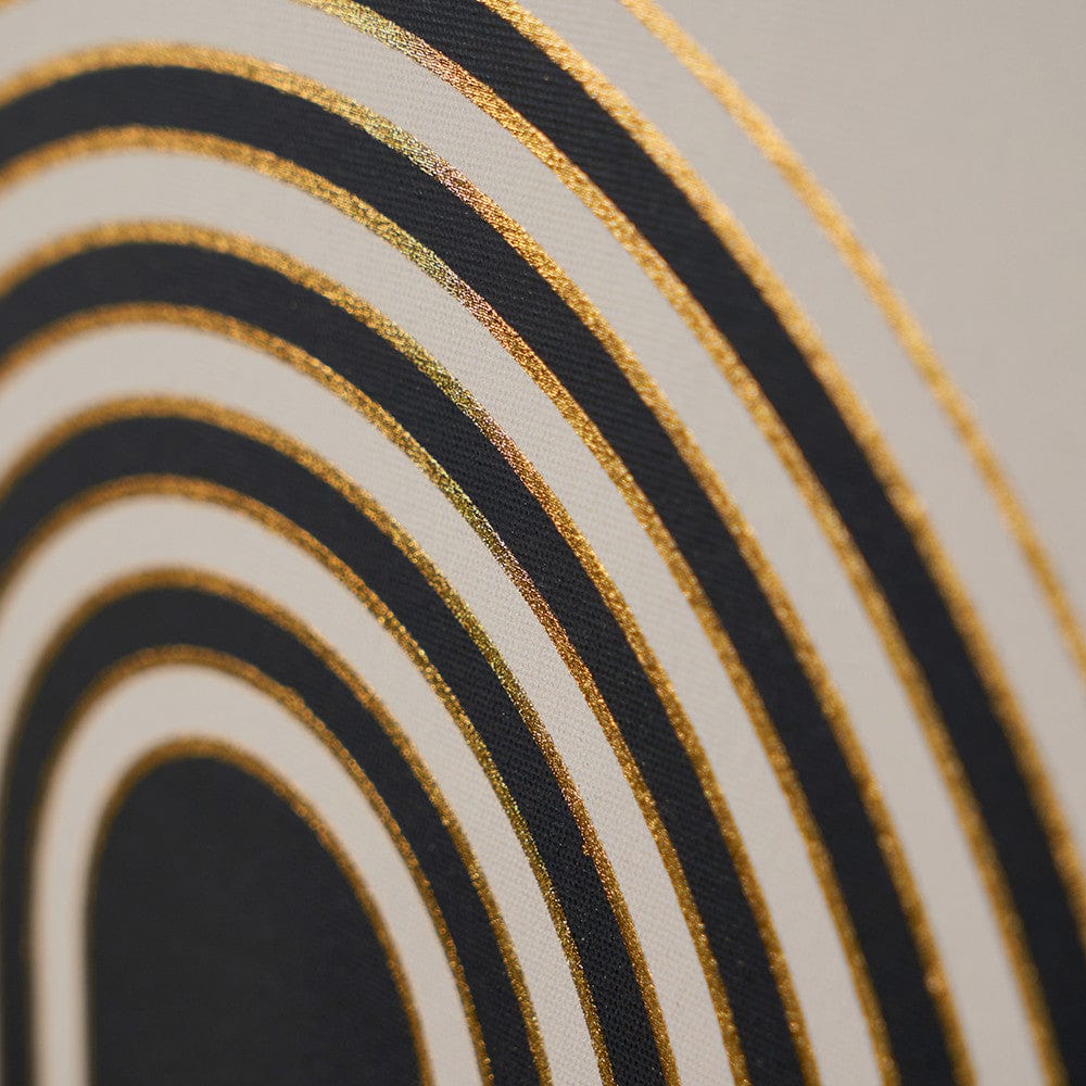 Art Deco Print with Linear Gold Detail and Black Frame.
