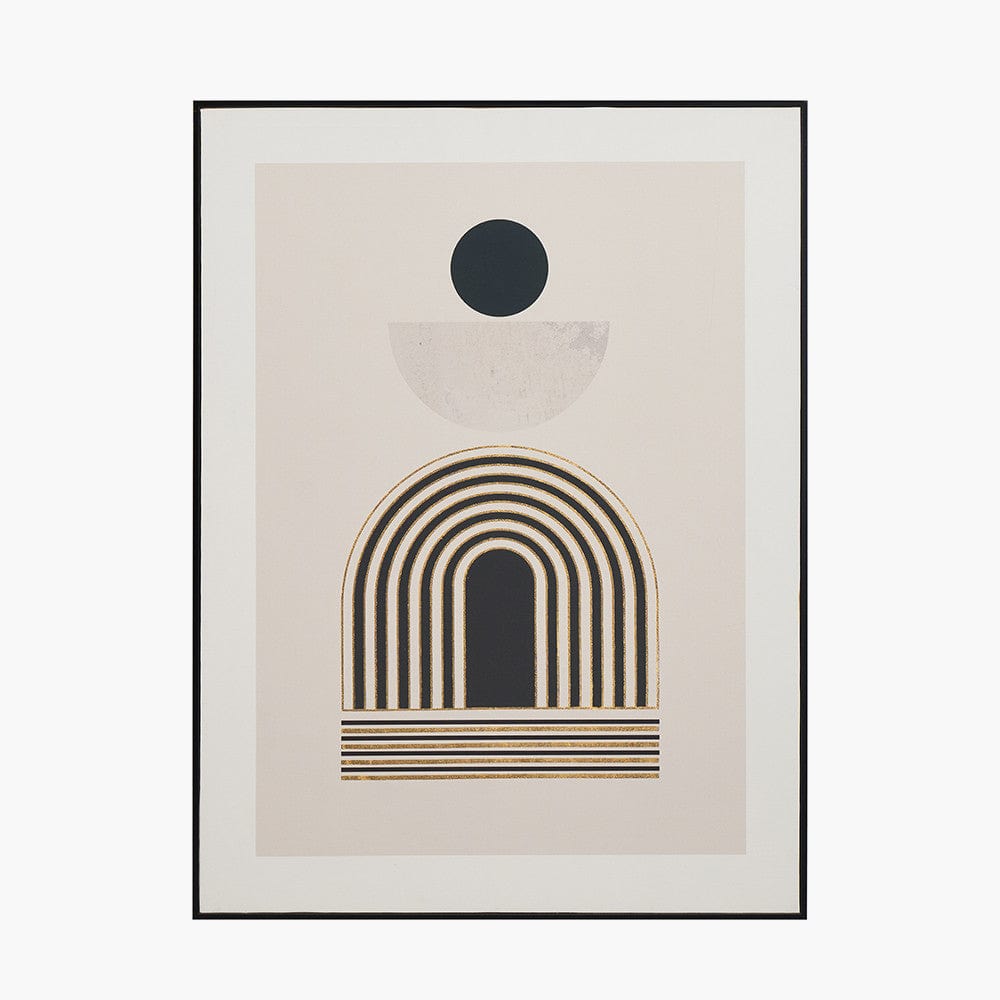 Art Deco Print with Linear Gold Detail and Black Frame.