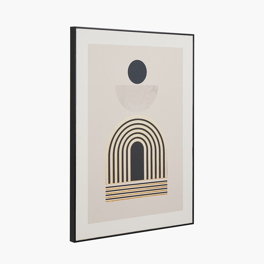 Art Deco Print with Linear Gold Detail and Black Frame.