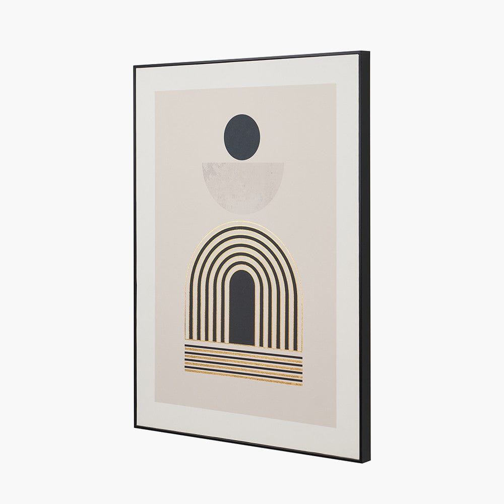 Art Deco Print with Linear Gold Detail and Black Frame.