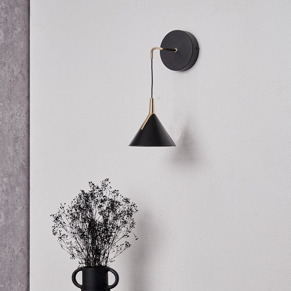Astarion Matt Black and Gold LED Wall Light.