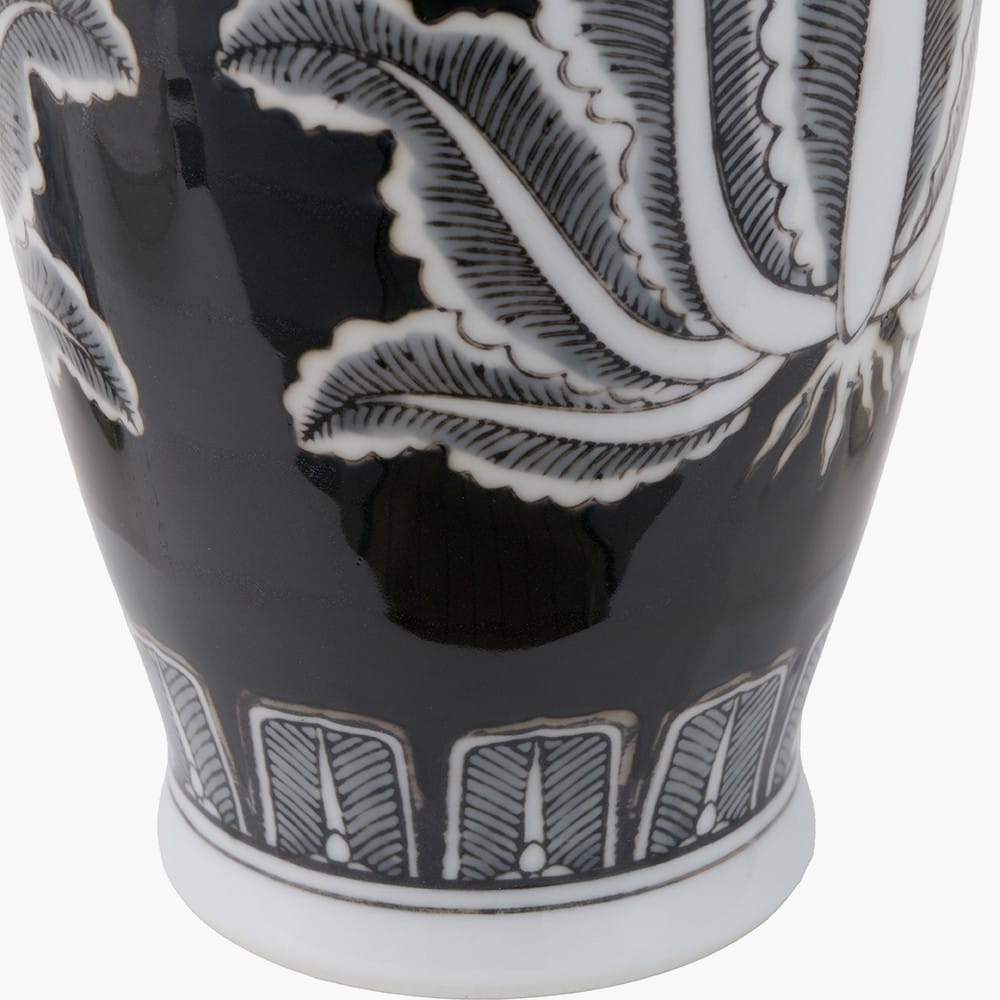 Pacific Lifestyle Accessories Asteria Black and White Feather Ceramic Urn Vase House of Isabella UK