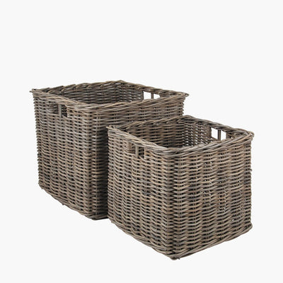 Pacific Lifestyle Accessories Bali Grey Kubu S/2 Large Square Baskets House of Isabella UK