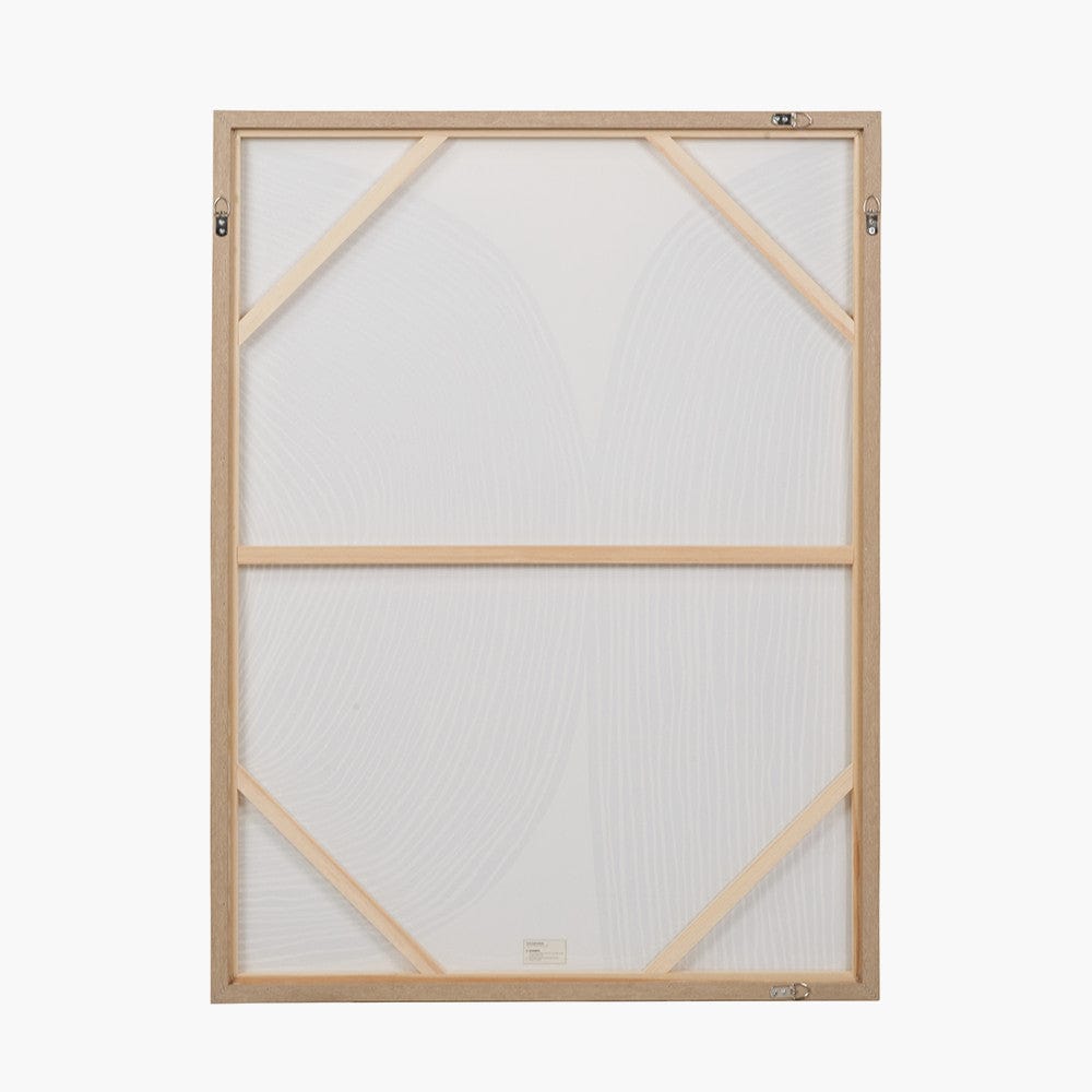 Black and Cream Abstract Canvas with Natural Frame.