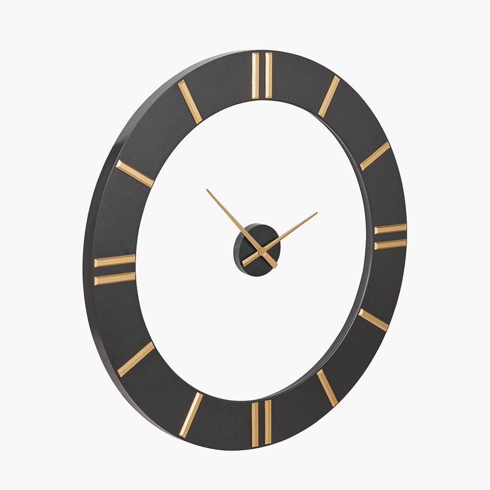 Black and Gold 2 Piece Open Wall Clock.