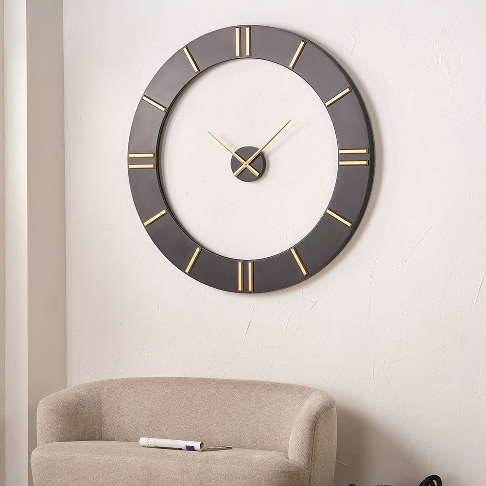 Black and Gold 2 Piece Open Wall Clock.