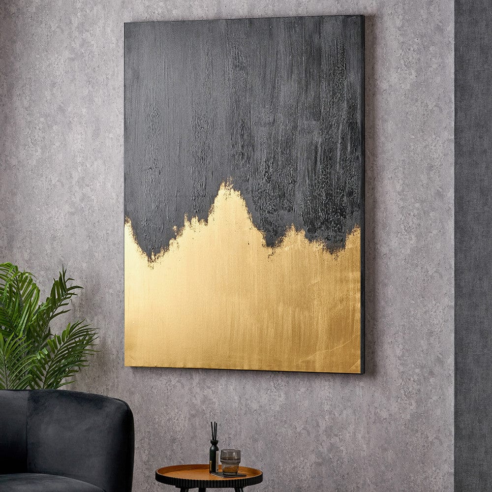 Pacific Lifestyle Accessories Black and Gold Abstract  Frameless Canvas House of Isabella UK