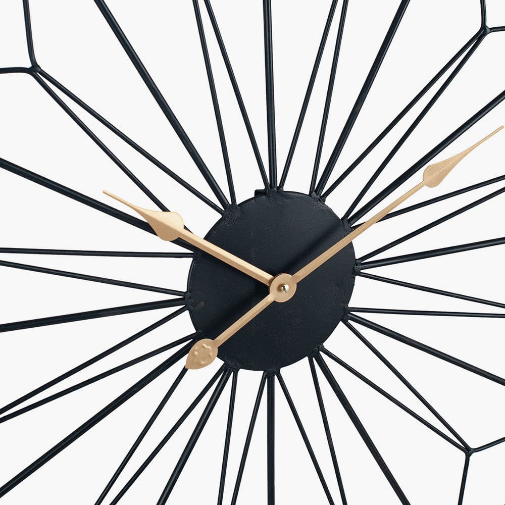 Black and Gold Metal Geo Design Round Wall Clock.